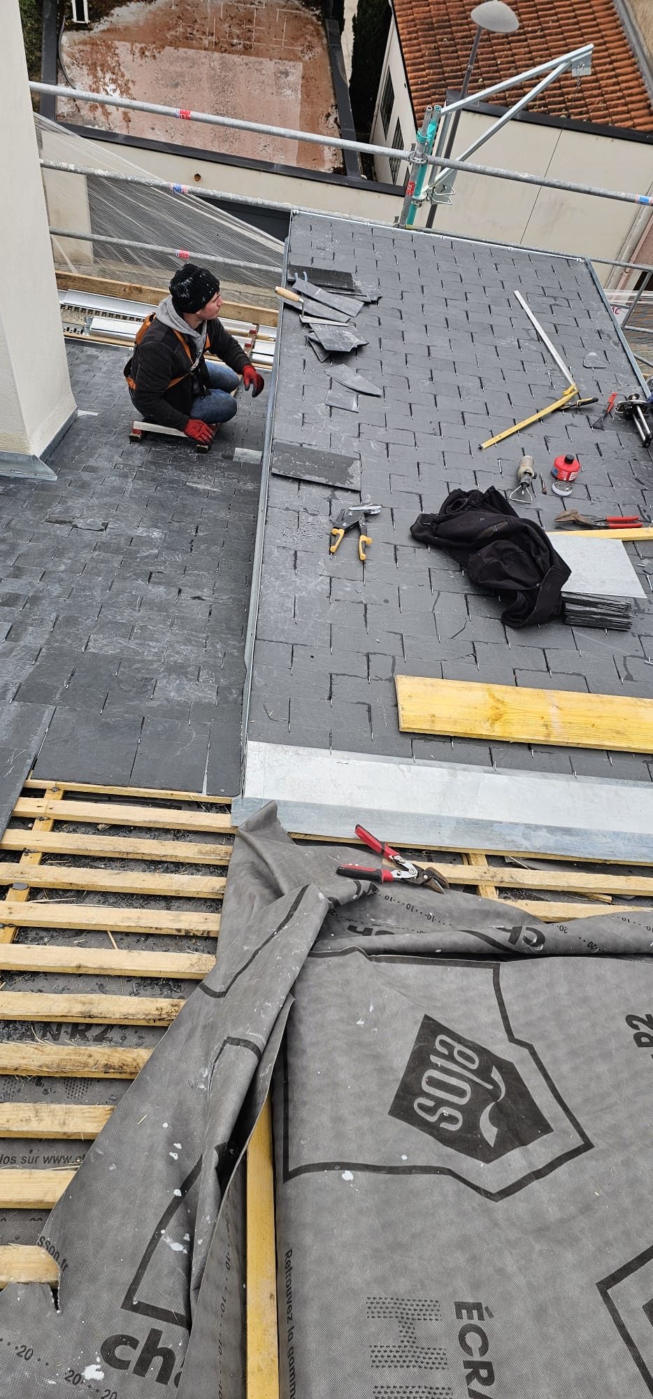 Liteaunage et écran de sous-toiture, chantier mené par Les Couvreurs Belges