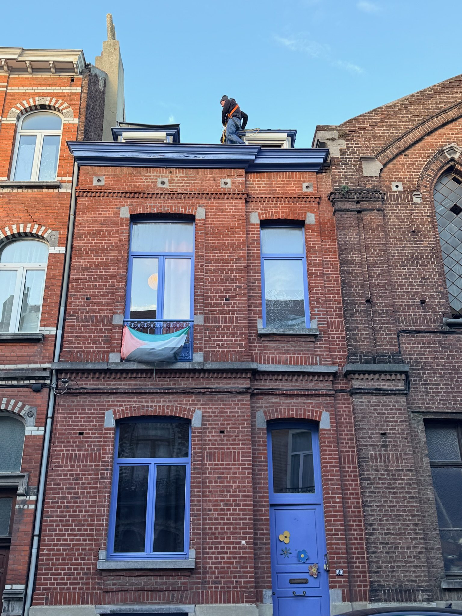 Toiture vue du ciel, chantier mené par Les Couvreurs Belges